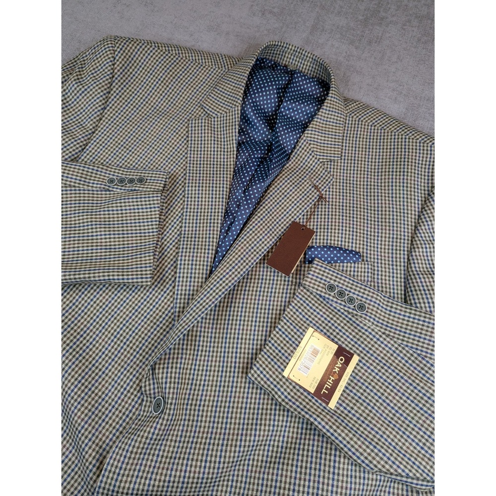 Oak Hill Blazer Men 5XL 62-64 Gingham Check Performance Lined Sports Jacket NWT